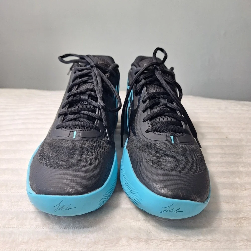 MELO Puma Basketball Sneaker Shoes Mens 13 Athletic Sports Blk Atoll Blue Wings
